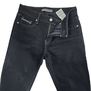 Levis Women’s Mid Rise Skinny Black Jeans Size 8M Grey Stitching